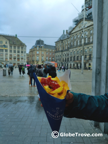 Manneken Pis Fries are definitely one of the food related things to do in Amsterdam with kids that should be on your list.