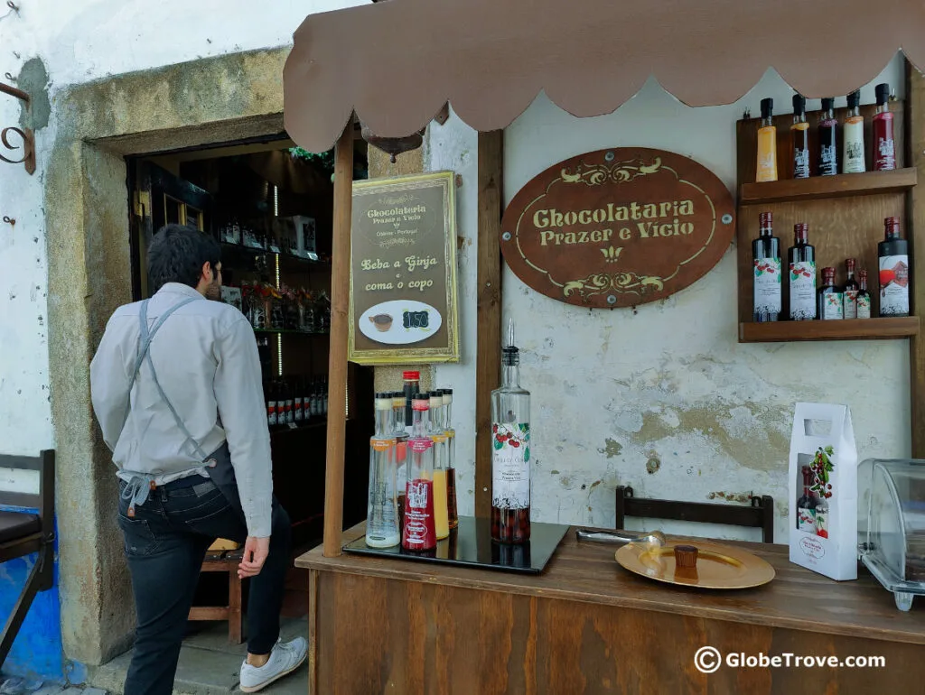 The ginja which is served in one of the stalls in Obidos. Is Obidos worth visiting? For the alcohol yes!