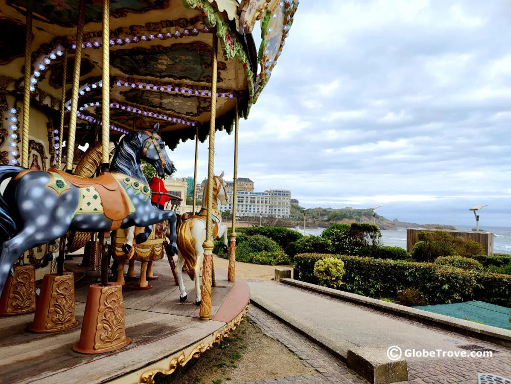 Carrousel On Playa De Biarritz is right on the beach and is one of the cool things to do in Biarritz with kids