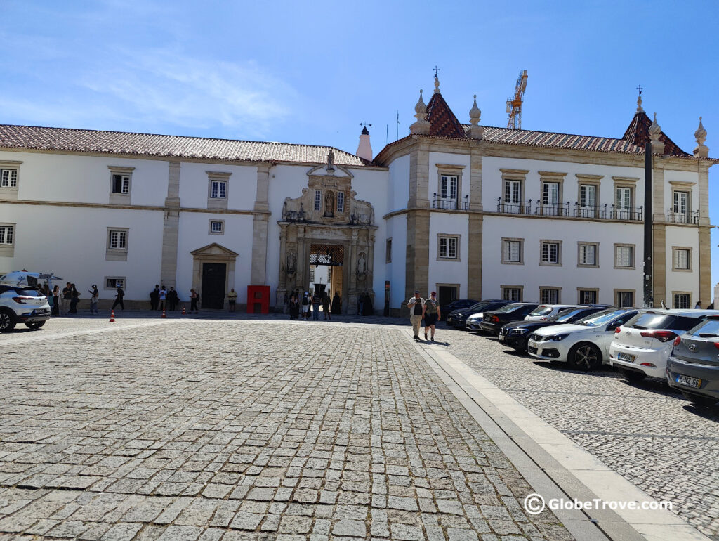 The entrance to the University and the library.