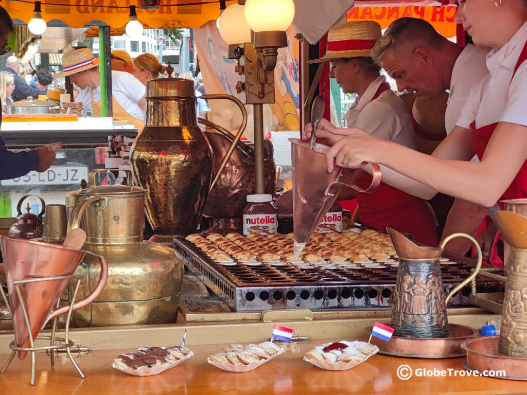 snacks in the Alkmaar cheese market.