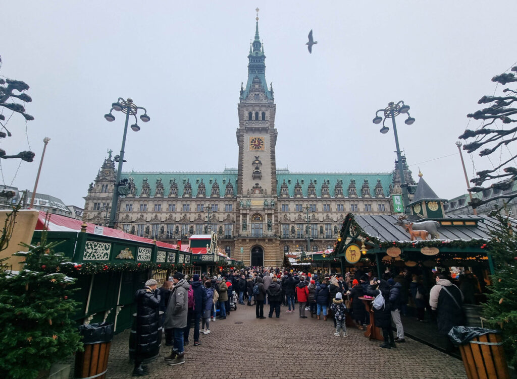 A glimpse of the stalls and the Christmas market of Hamburg