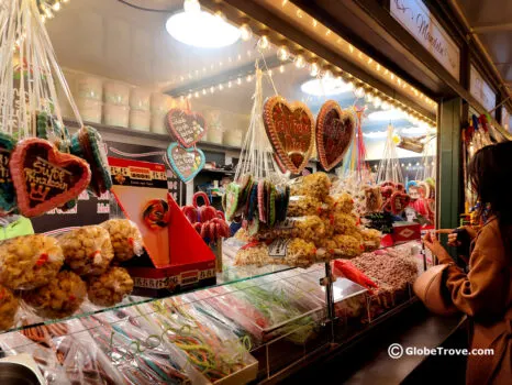 One of the sweet stalls in the Christmas markets in Dusseldorf