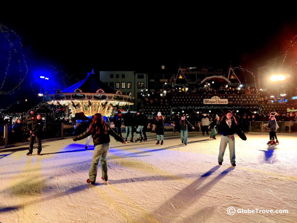 The ice rink at the Heinzels Christmas markets in Cologne