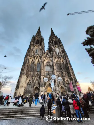 The Cologne cathedral with the crowds for the Christmas markets in Cologne.